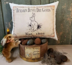 PRIMITIVO CUSCINO CONIGLIO VINTAGE STILE HOMESTEAD PASQUALE BEN BUNNY NEGOZIO DI MERCI DRY - Foto 1 di 8