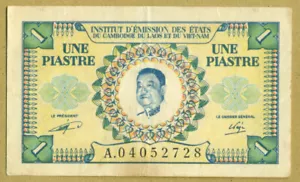 French Indochina Une Piastre Laos Issue ND (1953) Pick 99 - Picture 1 of 2