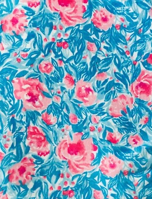 ~ Tela de toalla Lilly Pulitzer - Algodón ”Peonías” 18”x34” # 174 Foto 1 de 2