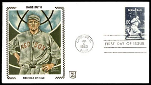 1983 FDC-First Day of Issue Red Sox Babe Ruth Z Silk Cachet - Picture 1 of 2