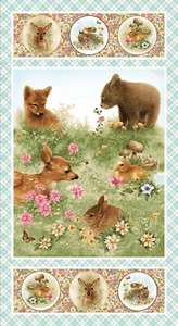 Young of the Year Blue Powder Panel Henry Glass 24 x 44 Baby Woodland Animals - Picture 1 of 5