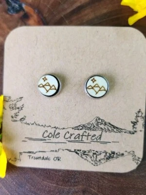 3 Mountain звезды серьги дерева ручной работы 8 мм безель набор живописный Mt ювелирных изделий сестры  - Изображение 1 из 4