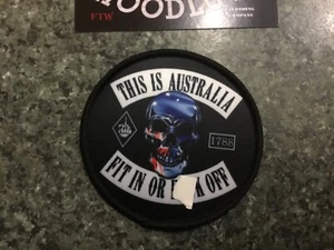AUSSIEWAL SKULL FIOFO vest patch sew on OR IRON ON. AUSTRALIAN FLAG - Picture 1 of 2