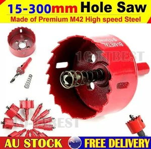 Bi-Metal Hole Saw HSS Hole Cutter Arbor Pilot Drill Bit For Iron Pipe 15-300 mm - Picture 1 of 150