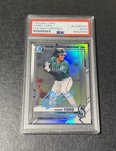 Harry Ford Signed 2021 Bowman Draft Chrome Refractor Auto Card #BDC-1 Psa Slab