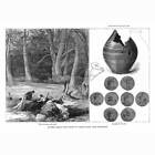 GRAVESEND Ancient Roman Coins Found in Cobham Park - Antique Print 1883