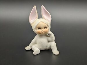 Vintage Lefton Sugar Snow Anthropomorphic Baby Bunny Easter Japan