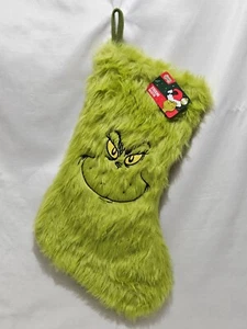 THE GRINCH - FURRY CHRISTMAS STOCKING - 20" FAUX FUR - Picture 1 of 4