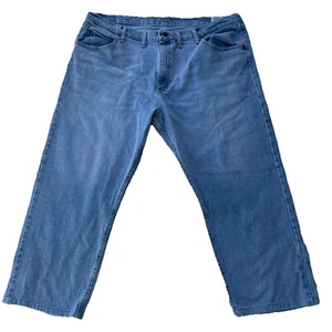 Wrangler Relaxed Fit 97FXVVB Blue Denim Jeans Mens Size 44x26 Altered Hem - Picture 1 of 12