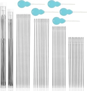 40 Pcs Long Sewing Needles, 4 Size Large Eye Stitching Silver - Picture 1 of 7
