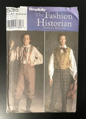 Simplicity 5035 Pattern Fashion Historian AA 38 40 42 44 Men UC 1800s Old West - Image 1 of 2