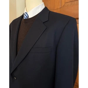 Tasso Elba Sport Coat Mens 46R Navy Cashmere Wool Two-Button Blazer Jacket - Picture 1 of 15