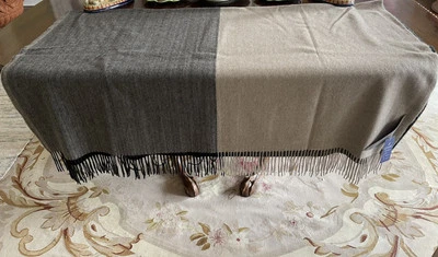 NUEVO CON ETIQUETAS LUJOSO 100% CACHEMIR MONGOL TIRO/ENVOLTURA 59X78 GRIS/NEGRO CUADROS Foto 1 de 4