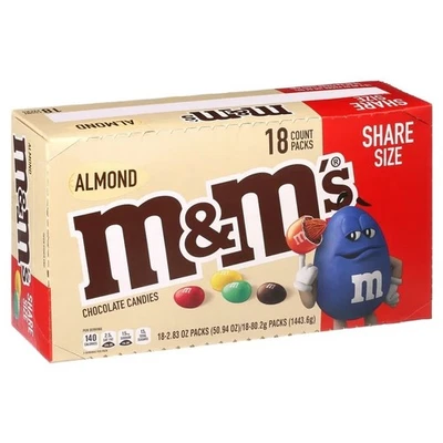 M&M'S Almendra Chocolate Caramelo Compartir Tamaño 2.83 Onzas Bolsa Caja 18 Cuentas Foto 1 de 4