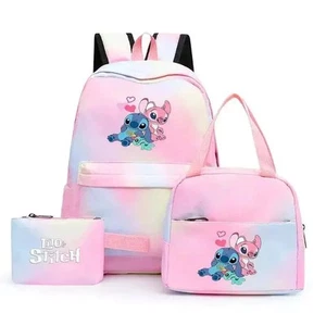 3Pcs Disney Lilo & Stitch Printed Backpack Bookbag Rucksack Bagpack Schoolbag - Picture 1 of 56