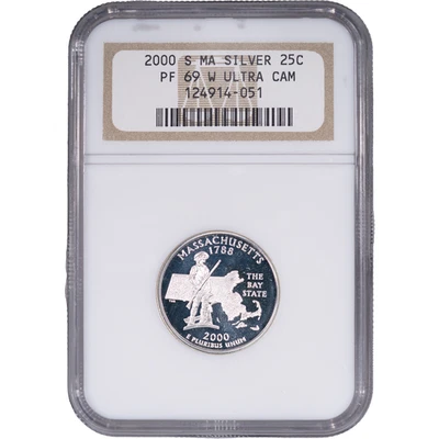 2000-S Silver Massachusetts State Quarter - Proof ~ NGC PF 69 ULTRA CAMEO - Image 1 of 2