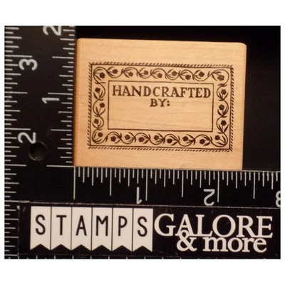 PSX Rubber Stamps SAYINGS D-756 HANDCRAFTED BY BOTANICAL BORDER FLOWER FRAME T11 - Image 1 of 2
