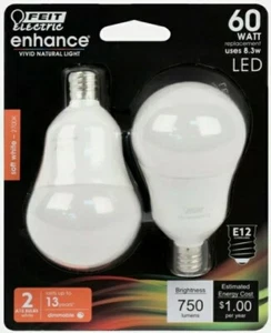 FEIT Electric Enhance 60W replacement LED uses 8.3W - E12 Candelabra - Picture 1 of 3