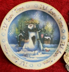 It's Snow Time Schneemann mit Herz Teller Regenbogen Pastellfarben Mehrfarbig Teller - Bild 1 von 2