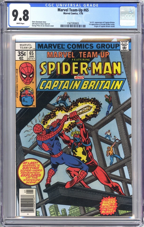 Marvel TeamUp 65 1978 CGC 98 Primera aparición en Estados Unidos del Capitán Gran Bretaña G2U Foto 1 de 2