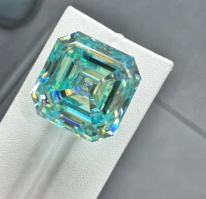 Stunning 1 CT Ascher Cut Lab Grown Diamond Natural Green Color VVS1 Certified - Picture 1 of 8
