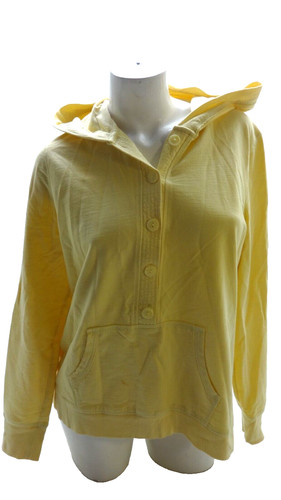 VETEMENTS Giacca con cappuccio SONOMA donna gialla con bottoni anteriori cotone taglia L