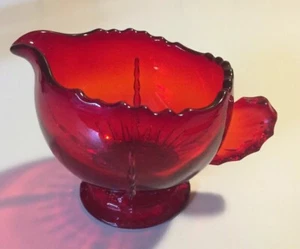 Vintage Mid Century New Martinsville Radiance Ruby Glass Footed Creamer - Picture 1 of 12