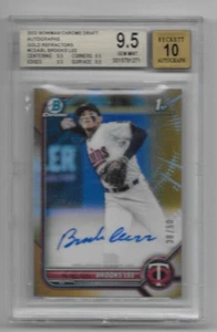 2022 Bowman Draft Chrome Brooks Lee Gold Refractor Auto /50 ~ BGS 9.5 TRUE GEM!! - Bild 1 von 2