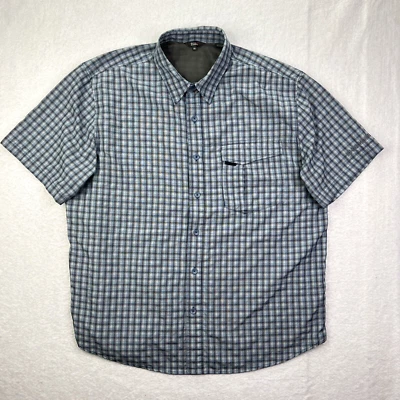 Royal Robbins Men’s XL Blue Plaid Short Sleeve Button Shirt Hiking Travel Nylon - Image 1 of 4