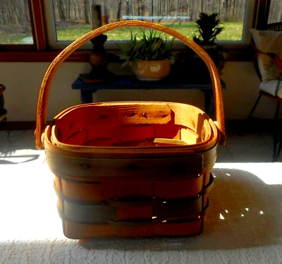 Small ROYCE CRAFT BASKET swing handle  Roscoe Village  Coshocton OH signed&dated - Image 1 of 4