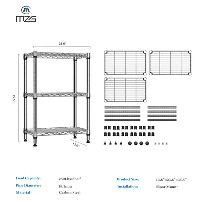 Prateleiras de arame para garagem despensa de cozinha prateleiras empilháveis de metal 14"*24"  - Imagem 1 de 4