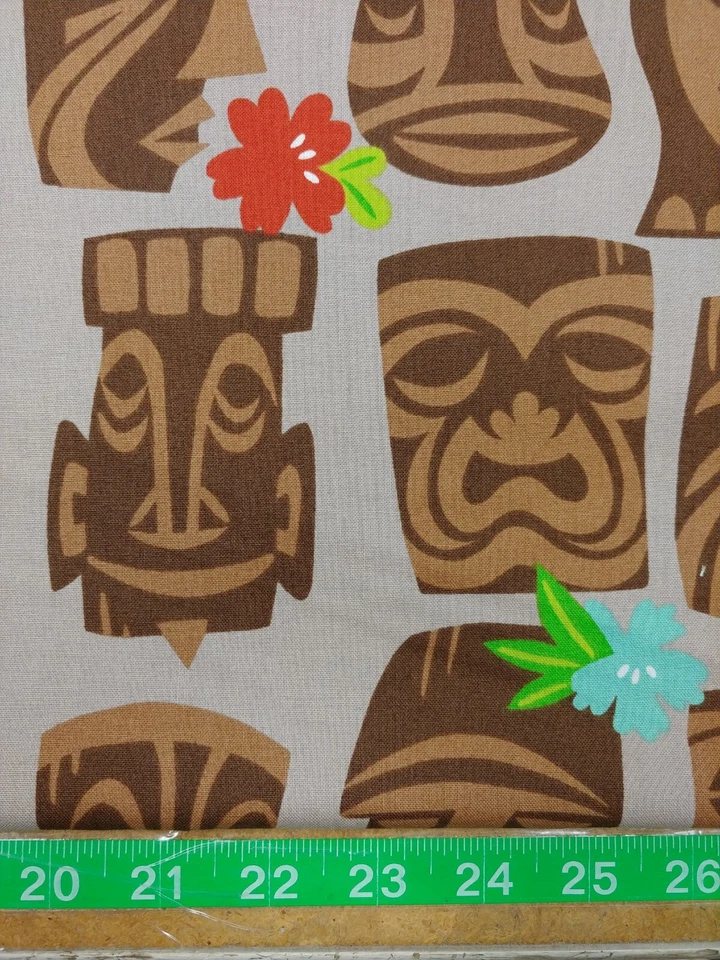 1/2 Bthy Tahiti Tiki Alexander Henry Brown Burlap Tropical Luau Hawaiian Beachy - Image 1 of 1