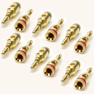 12Pcs Gold 24K Male Banana Plugs Audio Jack Speaker Wire Cable Screw Connector - Imagen 1 de 8