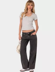 NWT Edikted Washed Women's Low/Mid Rise Jeans Denim Pants Size XL New! - Picture 1 of 13