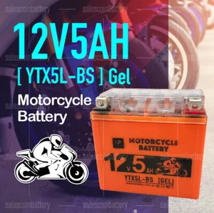 YTX5L-BS 12V 5AH Gel Motorcycle Battery Dirt Bike ATV Quad Scooter Gokart Mower - Picture 1 of 8