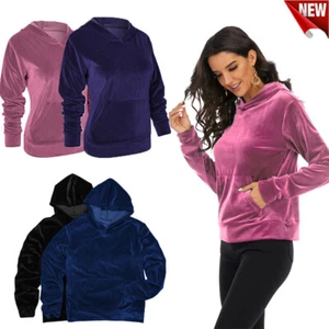 Women Solid High Elastica Sweatsuit Hoodie Sport Tracksuits Winter Warm Coat Top - Picture 1 of 16
