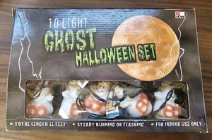 Halloween Boo Ghost Blinking Indoor String Light Set 10 Lights VTG BOO Flashing - Picture 1 of 4