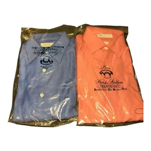 (2) Vintage neu Brooks Brothers Makers Herren Baumwolle blau & Lachs OCBD Shirt Gr. 15-34 - Bild 1 von 13