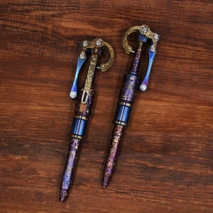 Titanium Meteorite Pattern Mechanical Signature Pen Tactical Ballpint Pen EDC - Picture 1 of 9