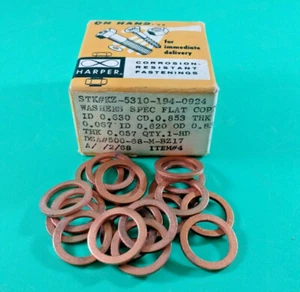 (20 PCS) MILSPEC COPPER WASHER 5310-00-194-0924 0.84OD 0.63ID USA MFG - Picture 1 of 4
