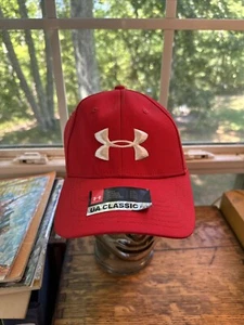 Under Armour Red Hat With White Logo On Front. Hat Cap Fitted L/XL - Picture 1 of 11