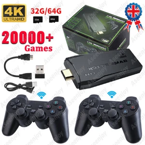 Wireless 4K HDMI TV Game Stick Console Built in 20000+ Games +2 Wireless Gamepad - Picture 1 of 14