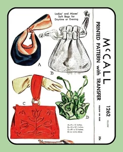 BOLSO Suave Bordado Cartera LIBRO DE BOLSILLO Saco McCall 1262 De Colección 1946 Patrón Artesanal - Imagen 1 de 6