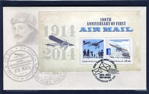 2014 Australia 100 aniversario del correo aéreo mini hoja cubierta de primer día, en muy buen estado - Imagen 1 de 1