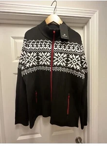 Maglione Newland uomo XXL nero/bianco 3714 full zip con tasche Made in Italy nuovo con etichetta - Foto 1 di 7