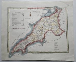 Antique Map of CAERNARVONSHIRE, Wales after J. Roper after G. Cole - Picture 1 of 2