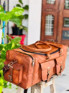 Bolsa de viaje de cuero Inspire vintage de 24" equipaje de lona fin de semana gimnasio noche - Imagen 1 de 7