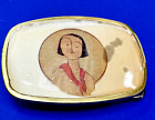 Cartoon Face Celluloid Flapper Girl Vintage Belt Buckle  - some damage see pic's