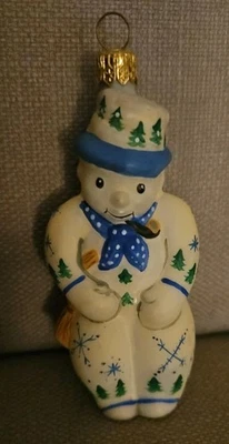 RARO Vaillancourt Arte Popular MUÑECO DE NIEVE Alemán Adorno de Vidrio  Foto 1 de 4