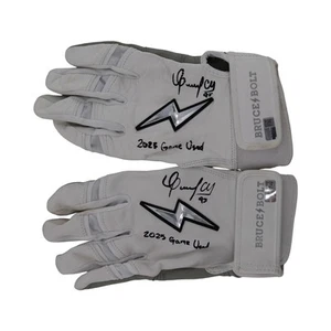 Guantes Usados Oswaldo Cabrera Autografiados Firmados Inscritos Bruce Bolt Blanco Juego - Imagen 1 de 4